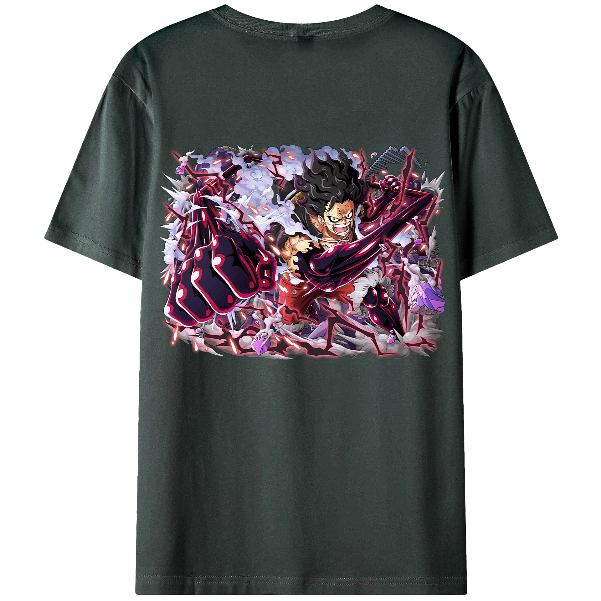 ワンピース モンキー・D・ルフィ ONE PIECE Monkey D. Luffy 綿100％ メンズ半袖Tシャツ（バックプリント） 通気性